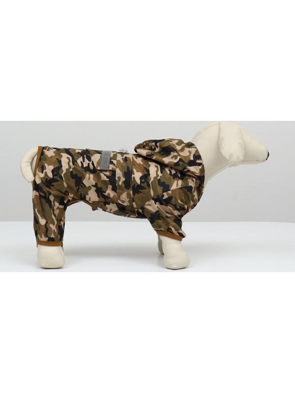 Комбинезон для собак, демисезонный с подкладом, размер S (ДС 25, Ог 37см), камуфляжный