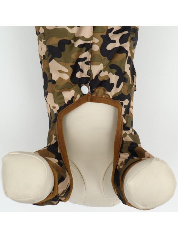 Комбинезон для собак, демисезонный с подкладом, размер S (ДС 25, Ог 37см), камуфляжный