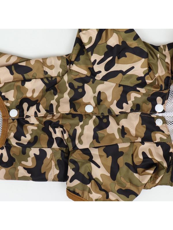 Комбинезон для собак, демисезонный с подкладом, размер S (ДС 25, Ог 37см), камуфляжный