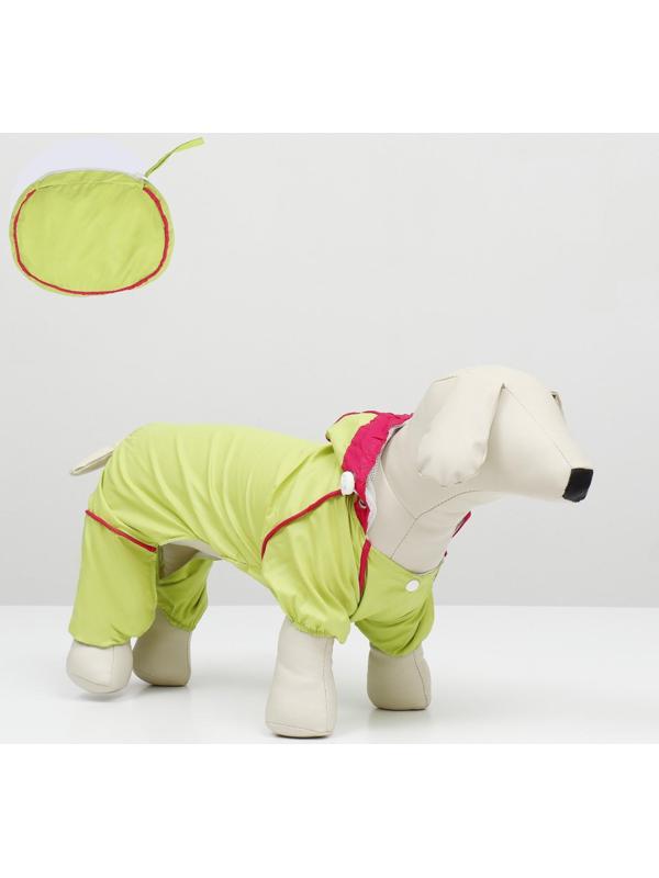 Комбинезон для собак, демисезонный с сумкой, размер S (ДС 25, Ог 33, ОШ 23 см), салатовый