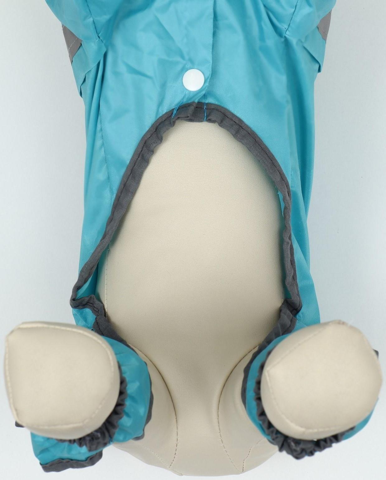 Комбинезон для собак, демисезонный с козырьком, размер S (ДС 28, Ог 41, ОШ 31 см), голубой