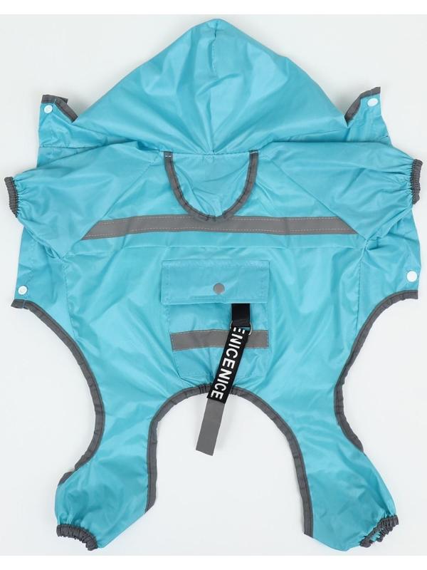 Комбинезон для собак, демисезонный с козырьком, размер S (ДС 28, Ог 41, ОШ 31 см), голубой