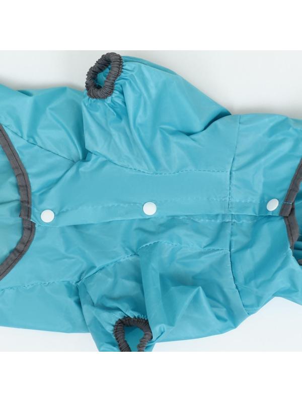 Комбинезон для собак, демисезонный с козырьком, размер S (ДС 28, Ог 41, ОШ 31 см), голубой