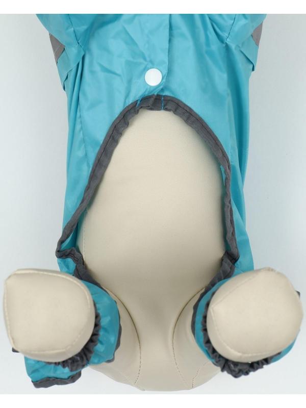 Комбинезон для собак, демисезонный с козырьком, размер S (ДС 28, Ог 41, ОШ 31 см), голубой