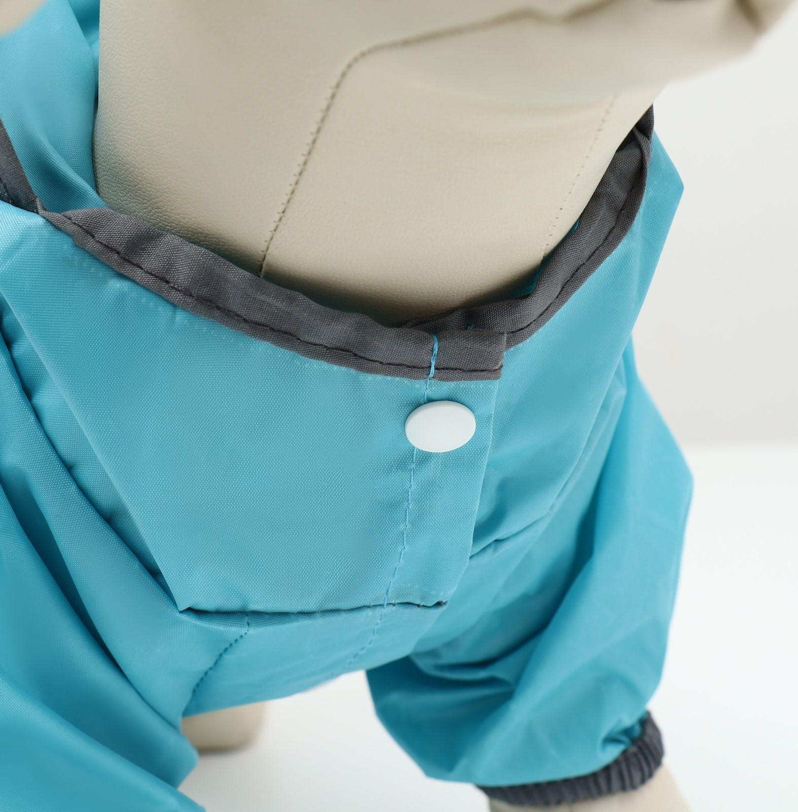 Комбинезон для собак, демисезонный с козырьком, размер М (ДС 32, Ог 45, ОШ 35 см), голубой