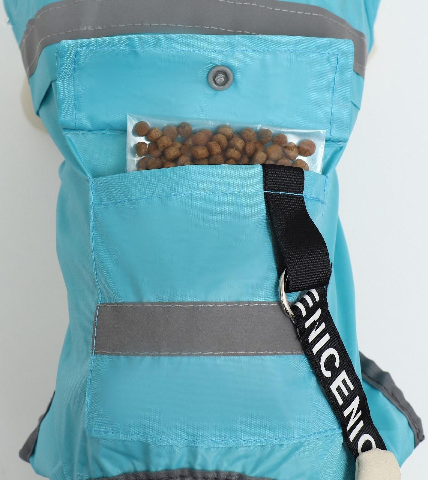 Комбинезон для собак, демисезонный с козырьком, размер М (ДС 32, Ог 45, ОШ 35 см), голубой