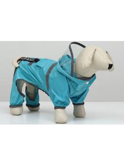 Комбинезон для собак, демисезонный с козырьком, размер М (ДС 32, Ог 45, ОШ 35 см), голубой