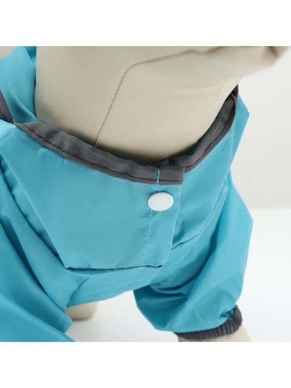 Комбинезон для собак, демисезонный с козырьком, размер М (ДС 32, Ог 45, ОШ 35 см), голубой