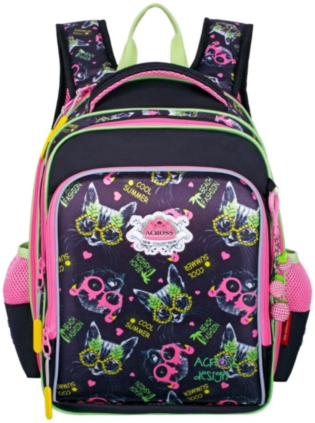 Рюкзак каркасный 39 х 29 х 17 см, Across 640, наполнение: мешок, чёрный/розовый ACR22-640-10