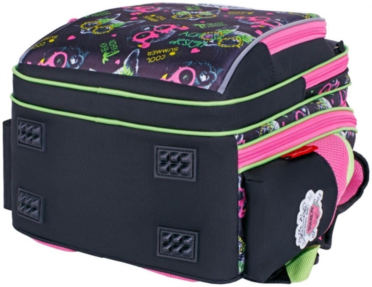 Рюкзак каркасный 39 х 29 х 17 см, Across 640, наполнение: мешок, чёрный/розовый ACR22-640-10