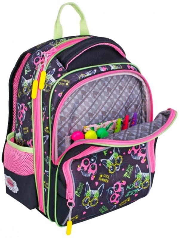 Рюкзак каркасный 39 х 29 х 17 см, Across 640, наполнение: мешок, чёрный/розовый ACR22-640-10