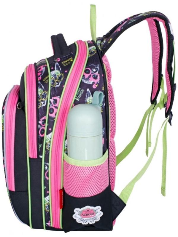 Рюкзак каркасный 39 х 29 х 17 см, Across 640, наполнение: мешок, чёрный/розовый ACR22-640-10