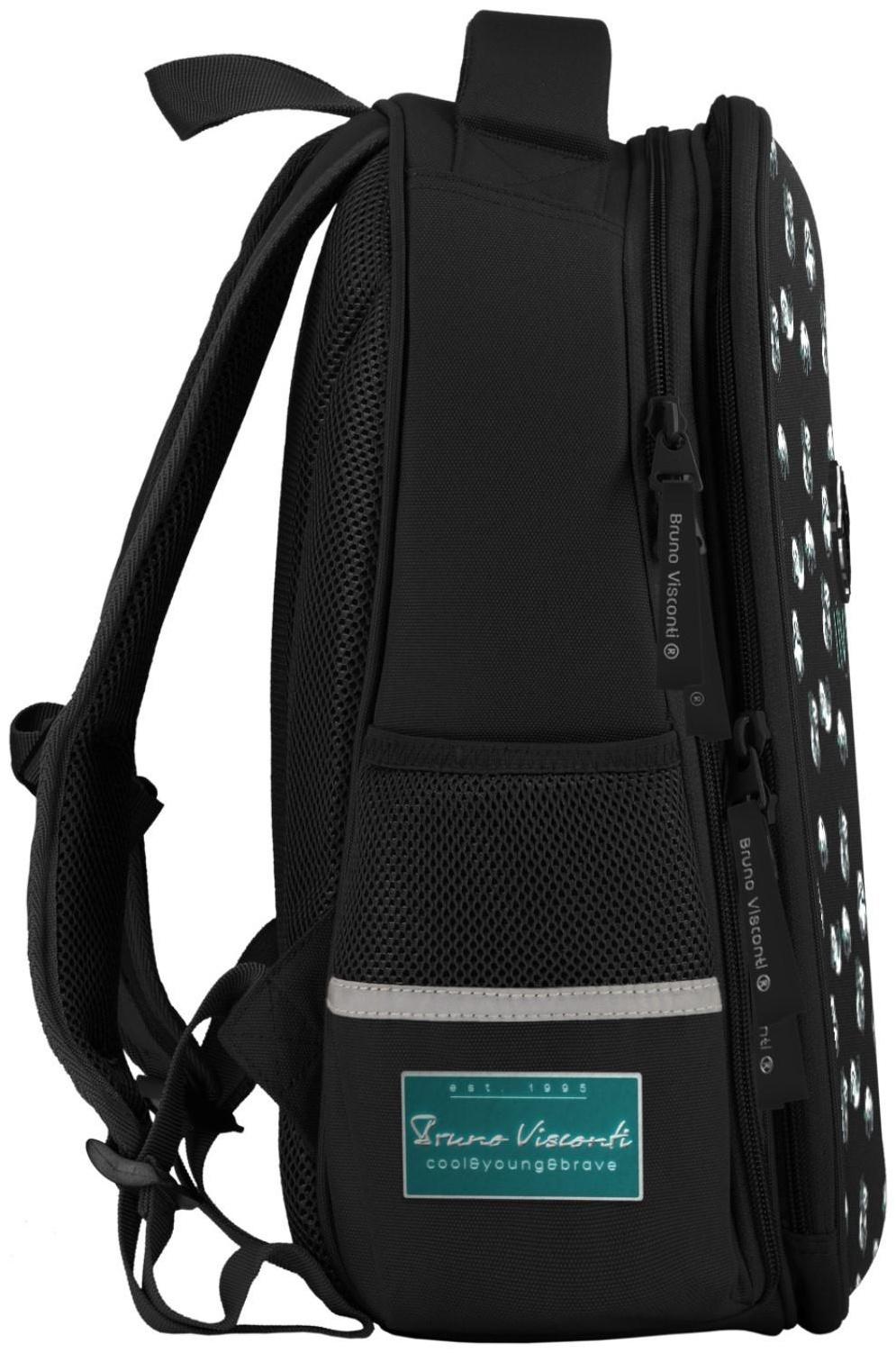 Рюкзак каркасный, 38 х 30 х 20 см, Bruno Visconti 12-001, + пенал 