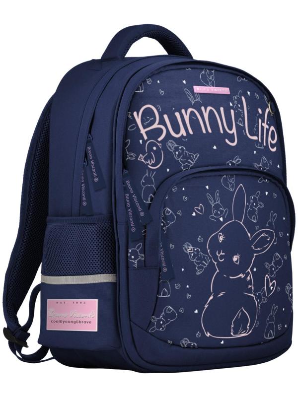 Рюкзак школьный 40 х 30 х 19 см, эргономичная спинка, Bruno Visconti 12-002 + пенал, BUNNY LIFE, синий
