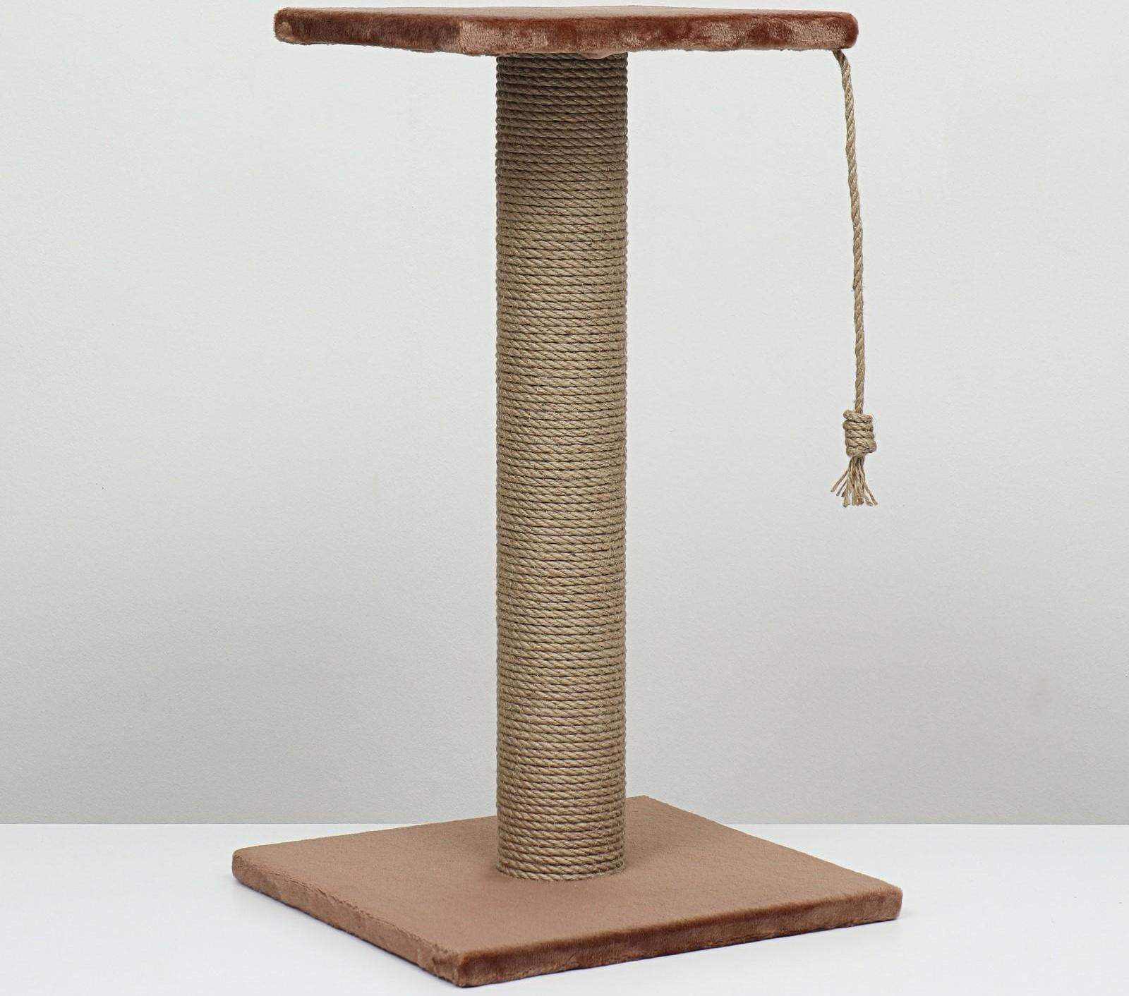 Когтеточка-столбик, Ø10, с площадкой, КД-37, джут 35 х 35 х 64