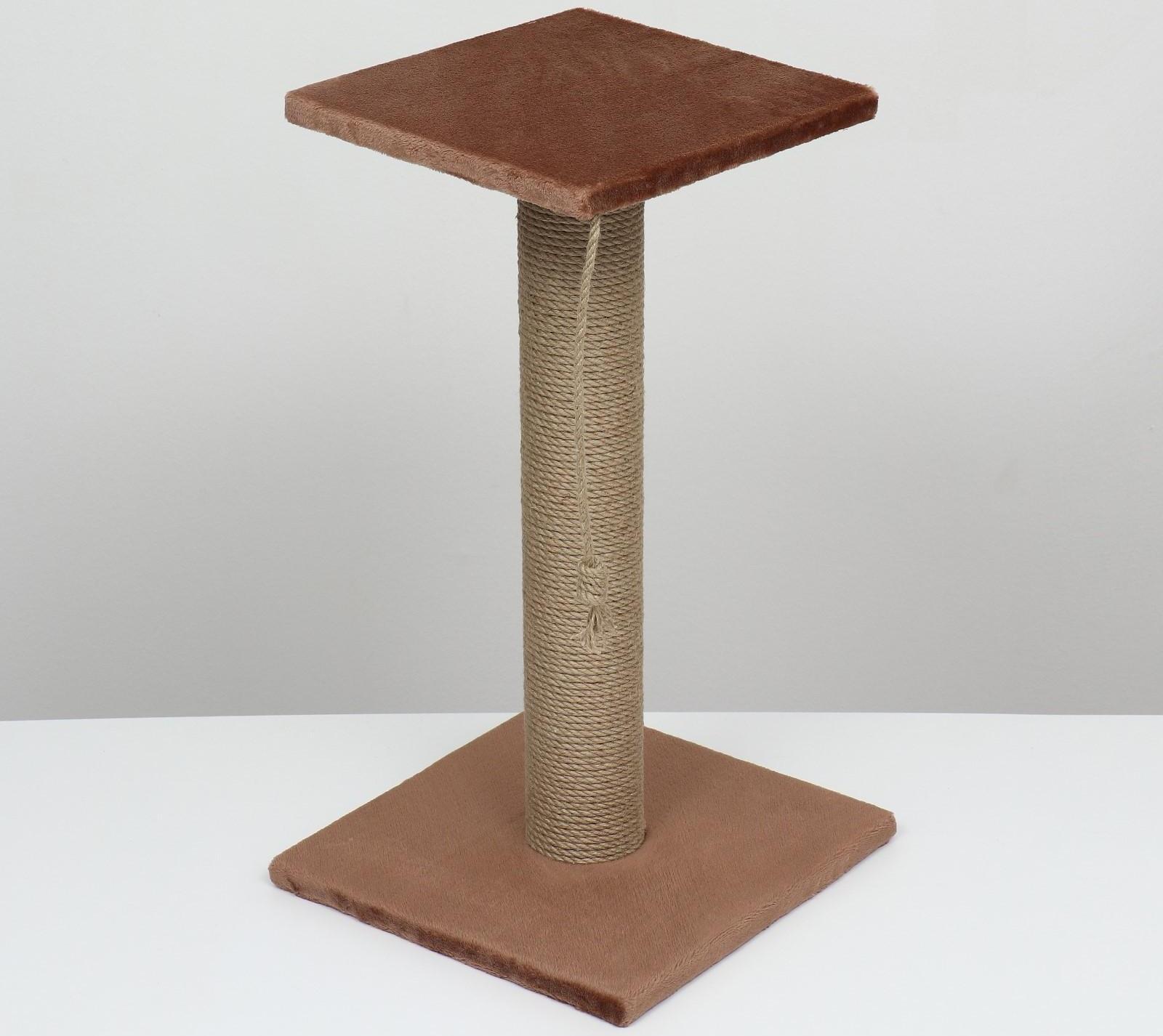 Когтеточка-столбик, Ø10, с площадкой, КД-37, джут 35 х 35 х 64