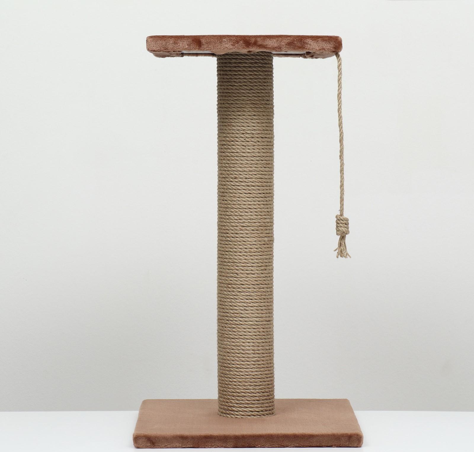 Когтеточка-столбик, Ø10, с площадкой, КД-37, джут 35 х 35 х 64