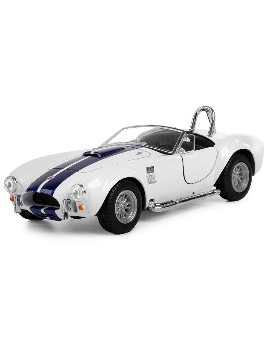 Машинка металлическая Kinsmart 1:32 «1965 Shelby Cobra 427 S/C» KT5322D инерционная / Белый