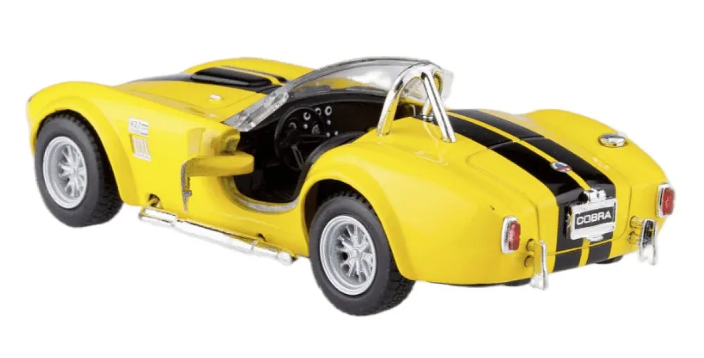 Машинка металлическая Kinsmart 1:32 «1965 Shelby Cobra 427 S/C» KT5322D инерционная / Желтый