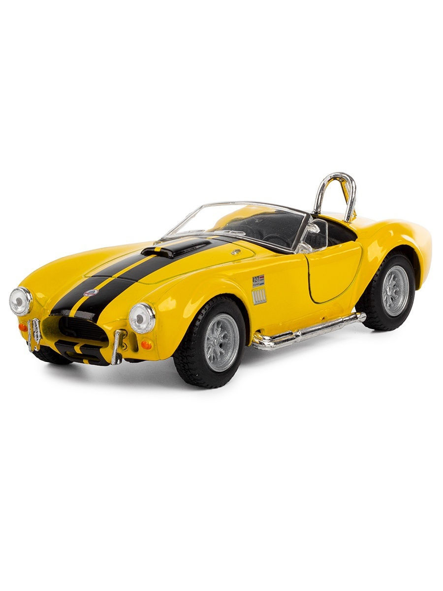 Машинка металлическая Kinsmart 1:32 «1965 Shelby Cobra 427 S/C» KT5322D инерционная / Желтый