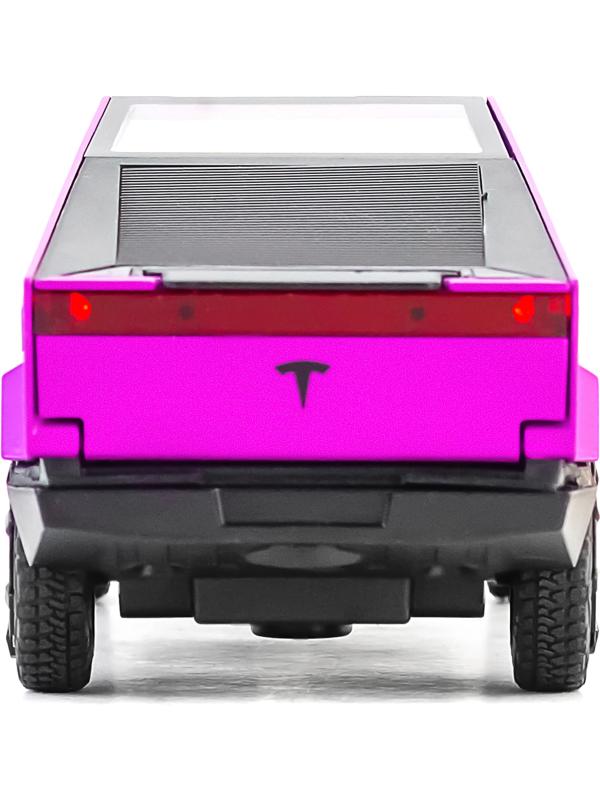 Металлическая машинка XHD 1:32 «Tesla Cybertruck» B3216, 16 см., инерционная, свет, звук / Розовый