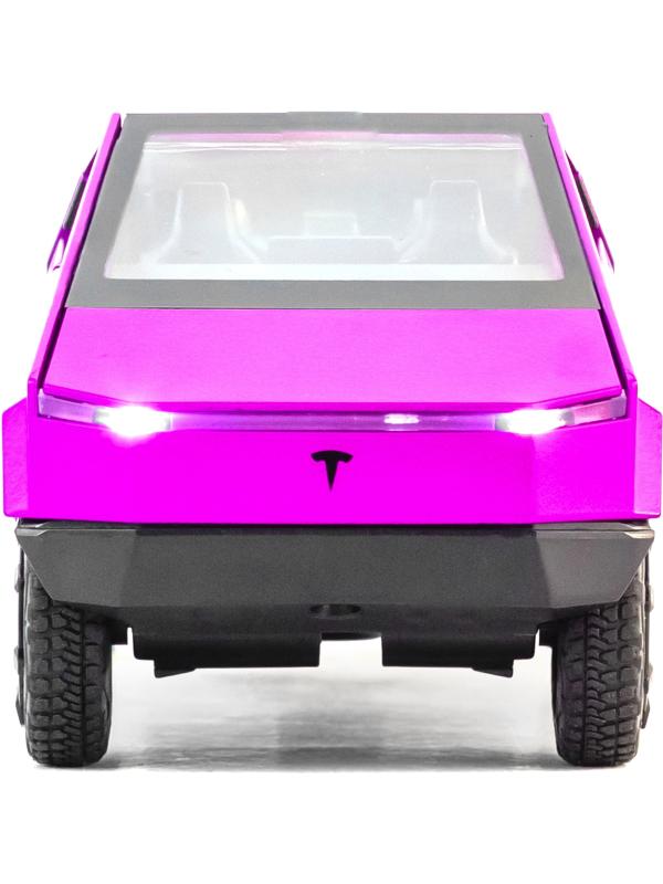 Металлическая машинка XHD 1:32 «Tesla Cybertruck» B3216, 16 см., инерционная, свет, звук / Розовый