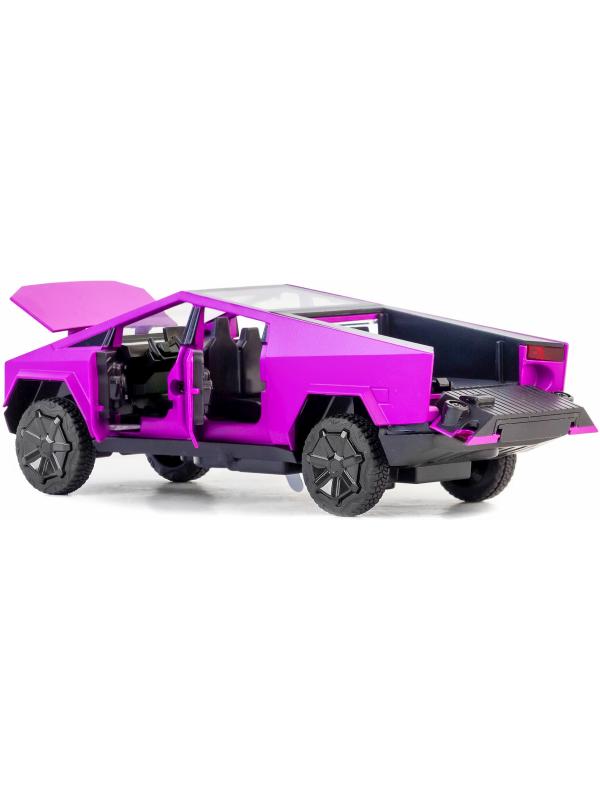 Металлическая машинка XHD 1:32 «Tesla Cybertruck» B3216, 16 см., инерционная, свет, звук / Розовый