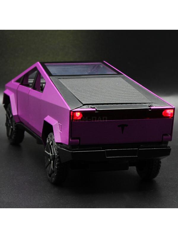Металлическая машинка XHD 1:32 «Tesla Cybertruck» B3216, 16 см., инерционная, свет, звук / Розовый