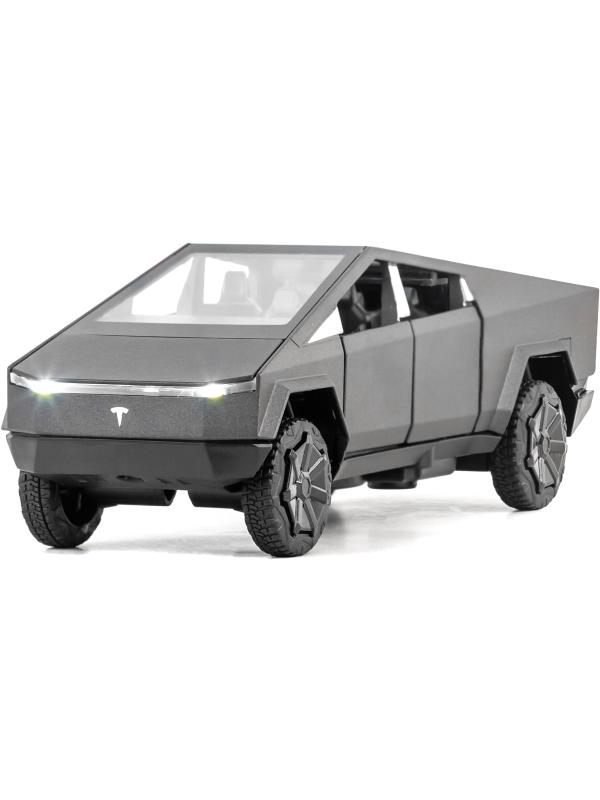 Металлическая машинка XHD 1:32 «Tesla Cybertruck» B3216, 16 см., инерционная, свет, звук / Темно-серый