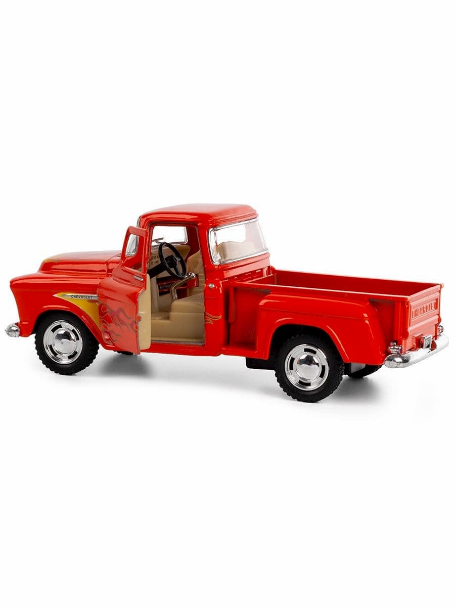 Металлическая машинка Kinsmart 1:32 «1955 Chevy Stepside Pick-up (С принтом)» KT5330DF, инерционная / Оранжевый