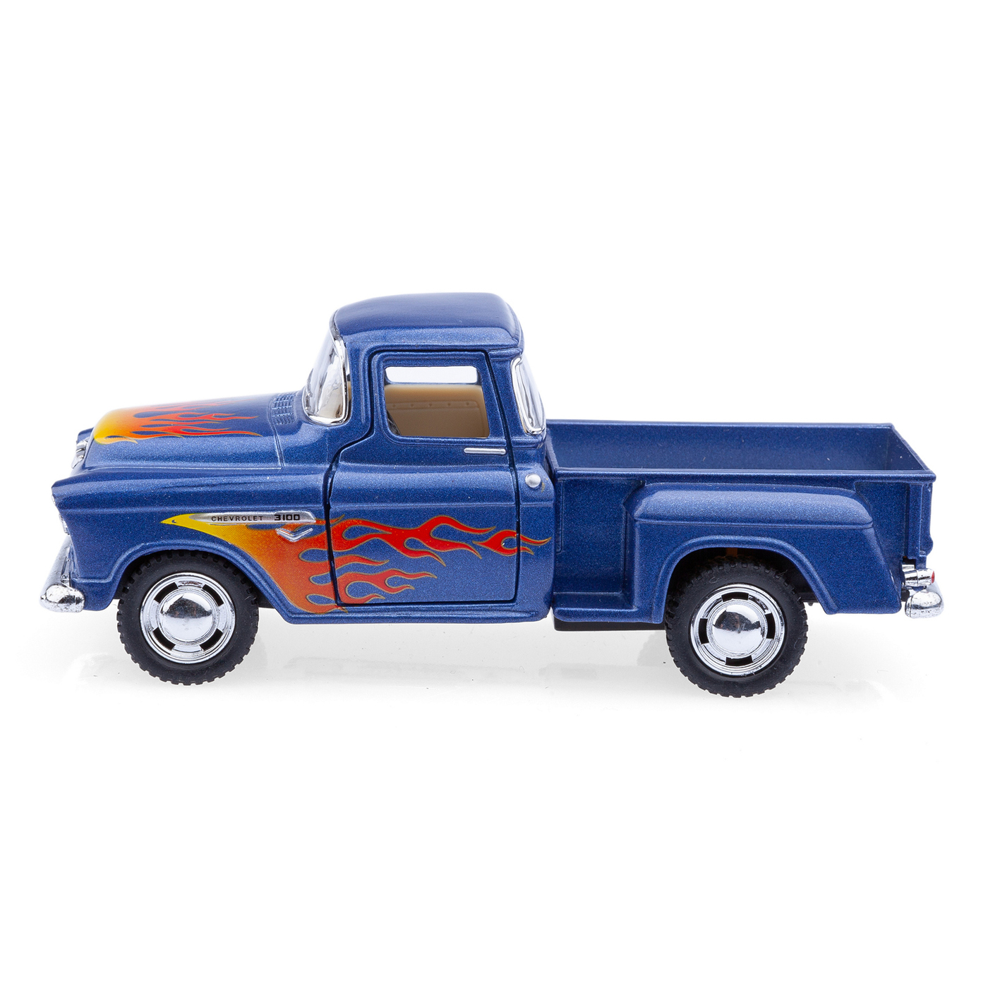 Металлическая машинка Kinsmart 1:32 «1955 Chevy Stepside Pick-up (С принтом)» KT5330DF, инерционная / Синий