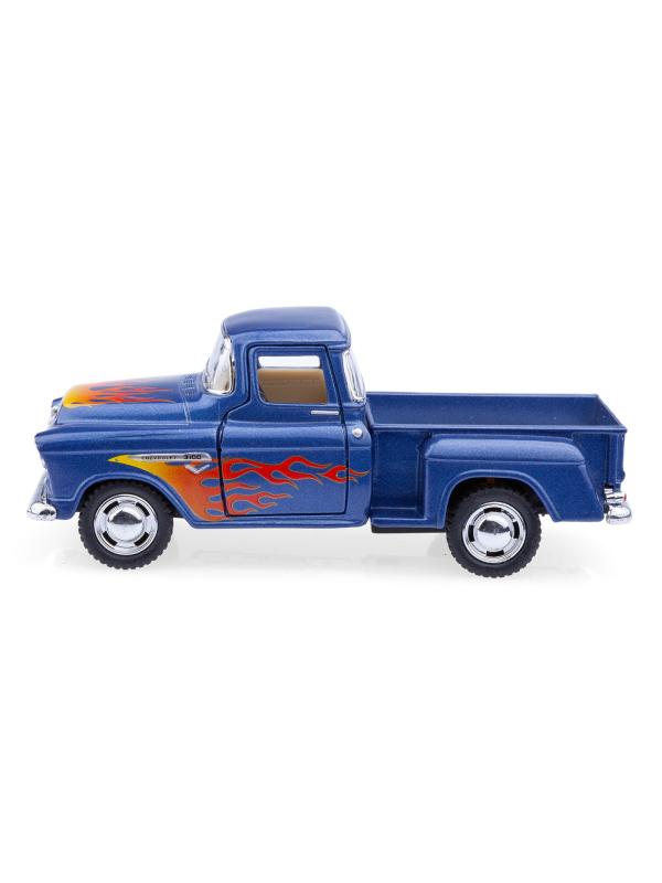 Металлическая машинка Kinsmart 1:32 «1955 Chevy Stepside Pick-up (С принтом)» KT5330DF, инерционная / Синий