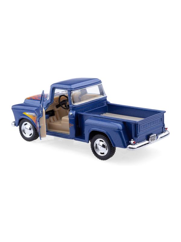 Металлическая машинка Kinsmart 1:32 «1955 Chevy Stepside Pick-up (С принтом)» KT5330DF, инерционная / Синий