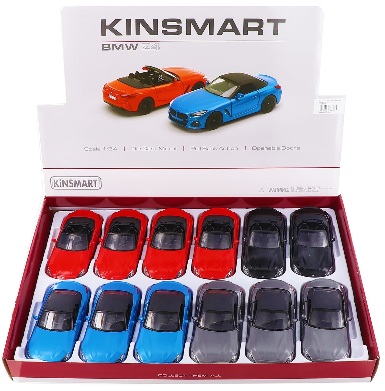 Металлическая машинка Kinsmart 1:34 «BMW Z4» KT5419D, инерционная / Серый