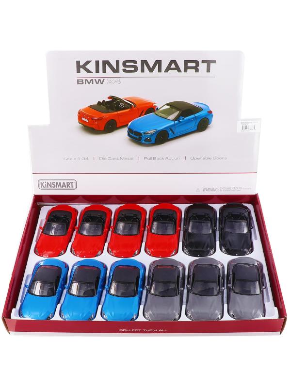 Металлическая машинка Kinsmart 1:34 «BMW Z4» KT5419D, инерционная / Серый