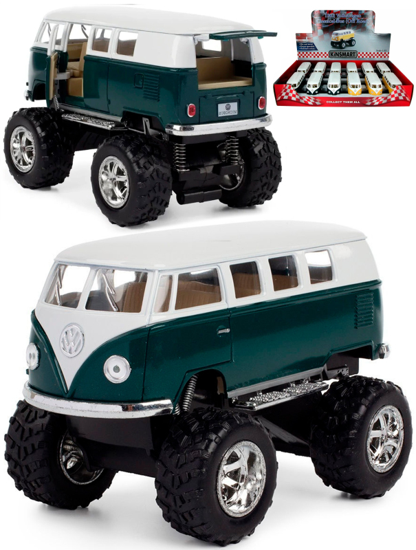 Металлическая машинка Kinsmart 1:32 «1962 Volkswagen Classical Bus (Off Road)» KT5060DB инерционная / Зеленый