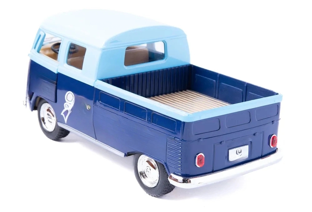 Металлическая машинка Kinsmart 1:34 «1963 Volkswagen Bus Double Cab Pickup (Delivery)» KT5396D инерционная / Голубой