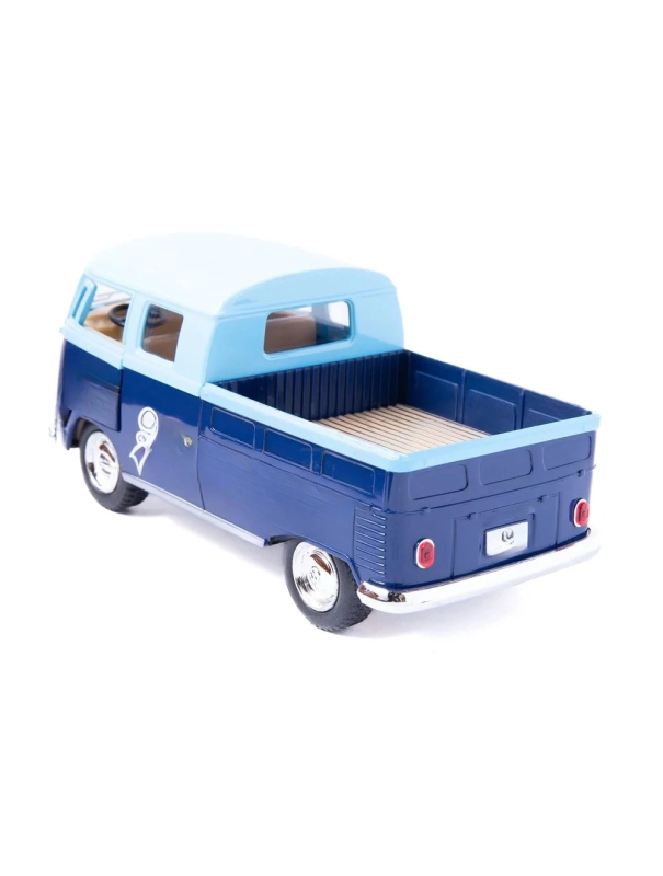 Металлическая машинка Kinsmart 1:34 «1963 Volkswagen Bus Double Cab Pickup (Delivery)» KT5396D инерционная / Голубой