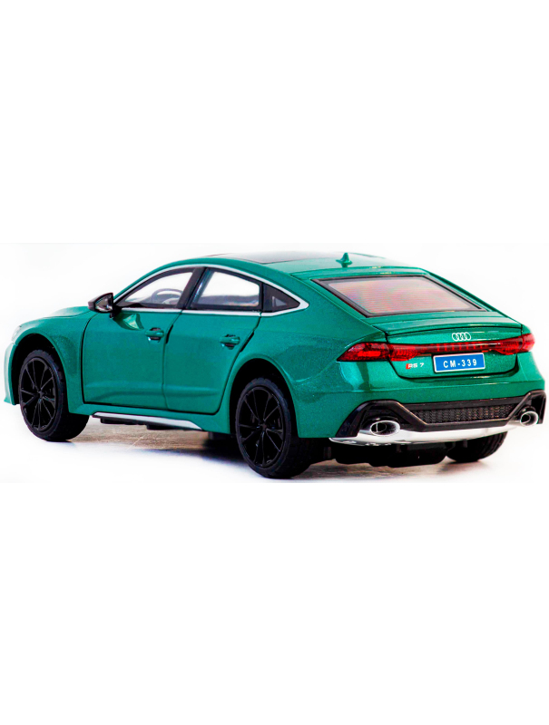 Металлическая машинка ChiMei Model 1:24 «Audi RS7» CM340, 21 см., инерционная, свет, звук / Зеленый