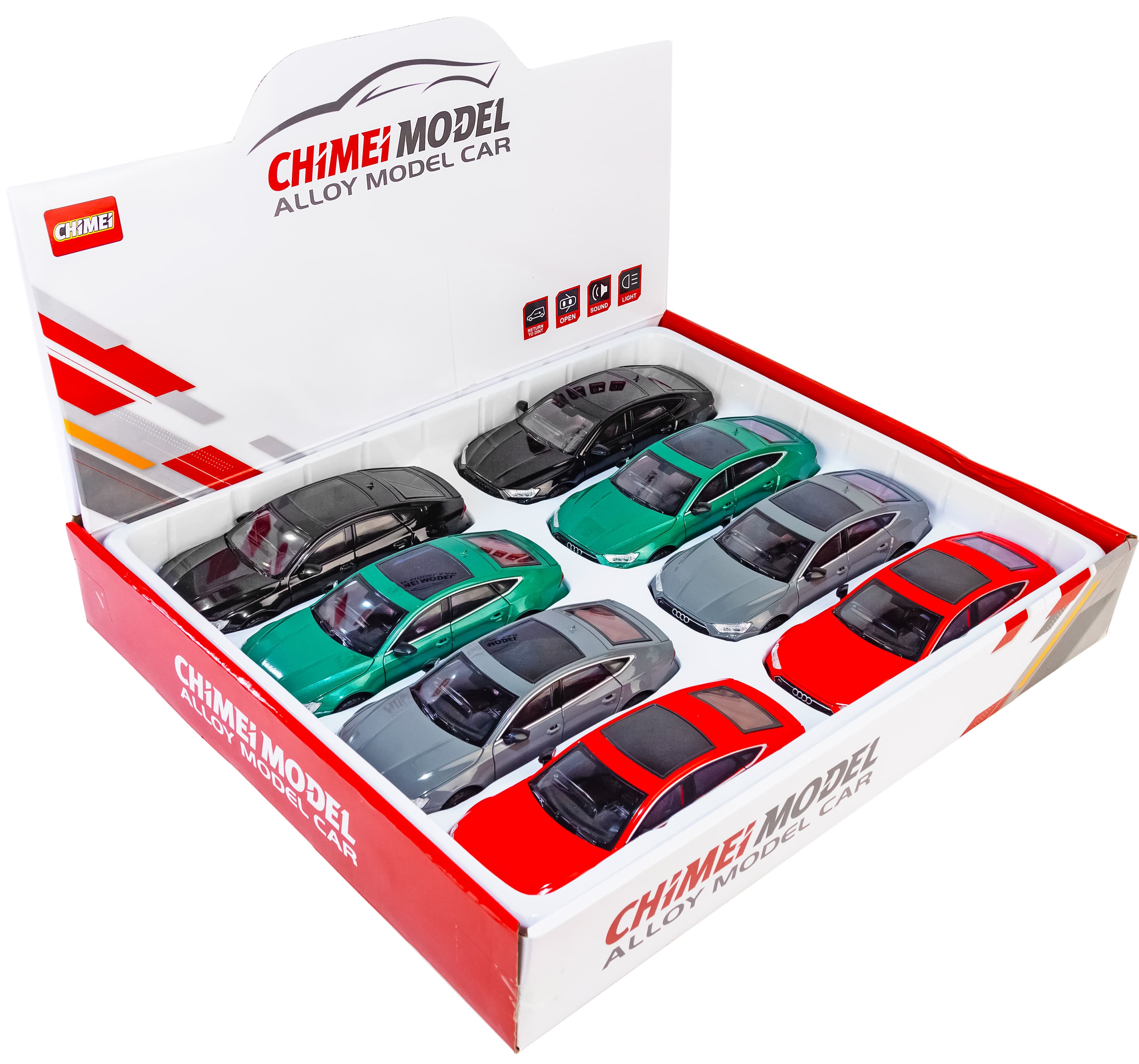 Металлическая машинка ChiMei Model 1:24 «Audi RS7» CM340, 21 см., инерционная, свет, звук / Серый