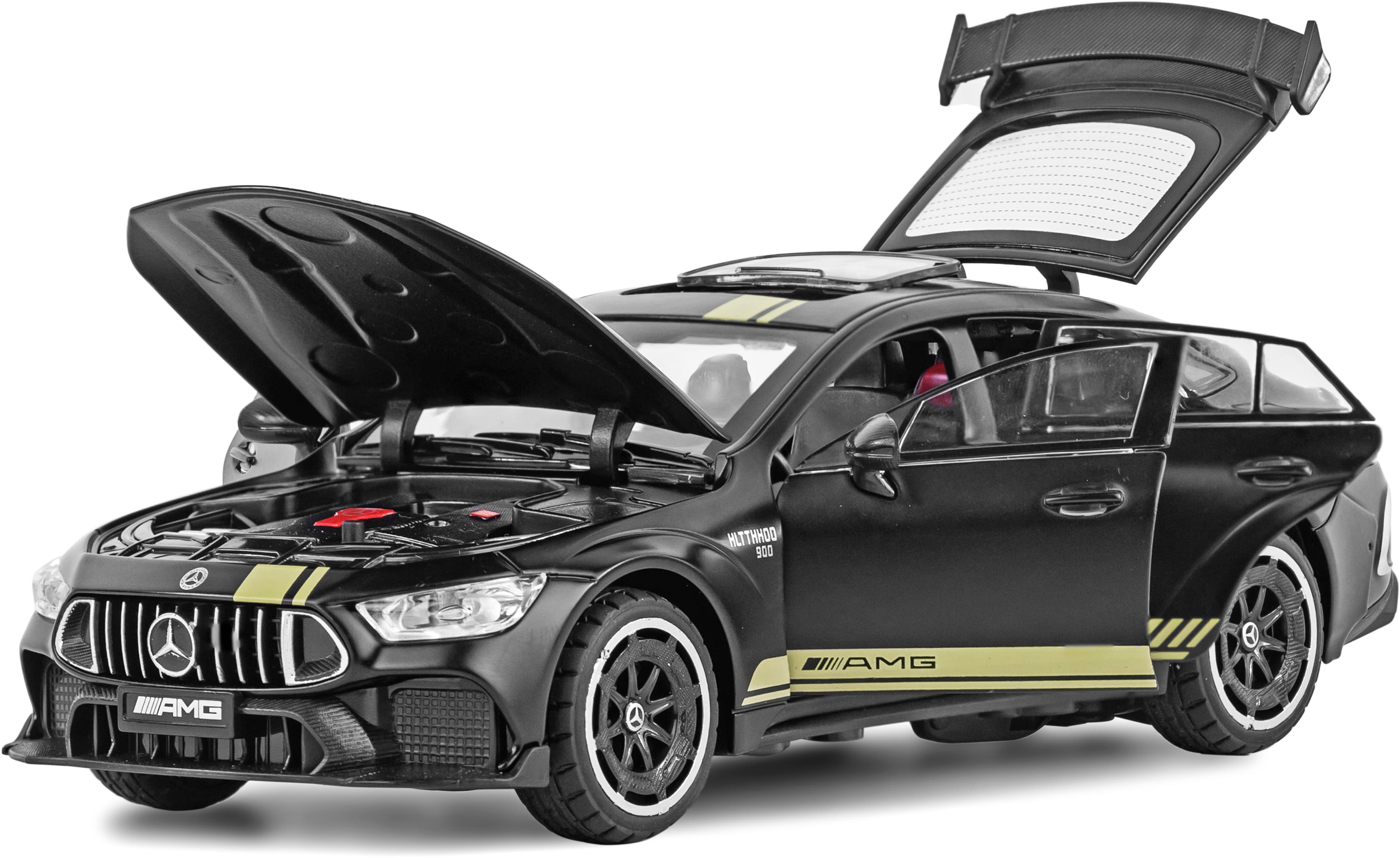 Металлическая машинка ChiMei Model 1:24 «Mercedes AMG GT Brabus» 21 см. CM338, инерционная, свет, звук / Черный