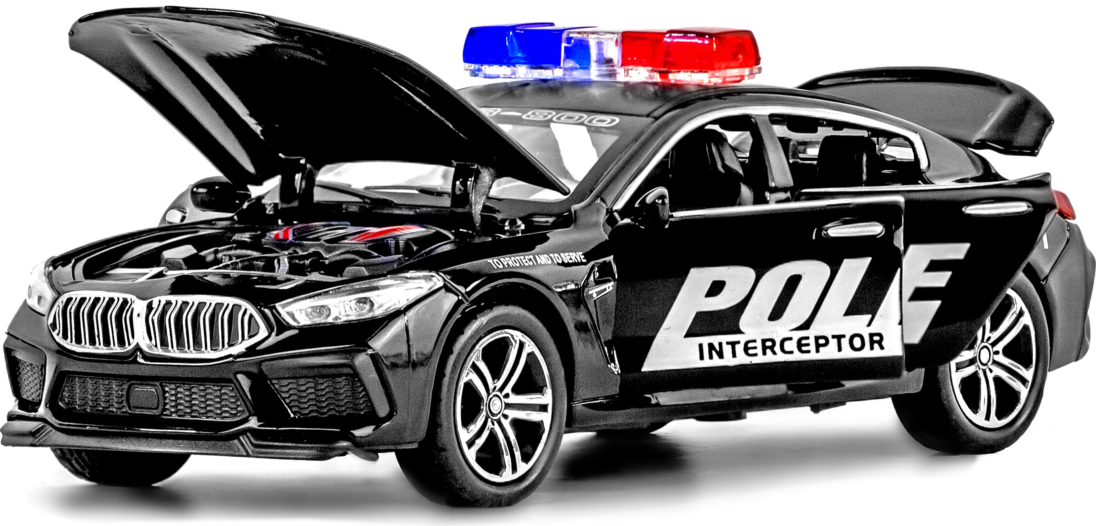 Машина металлическая ChiMei Model 1:32 «BMW M8: Полиция» 16 cм. CM318, инерционная, свет, звук / Микс