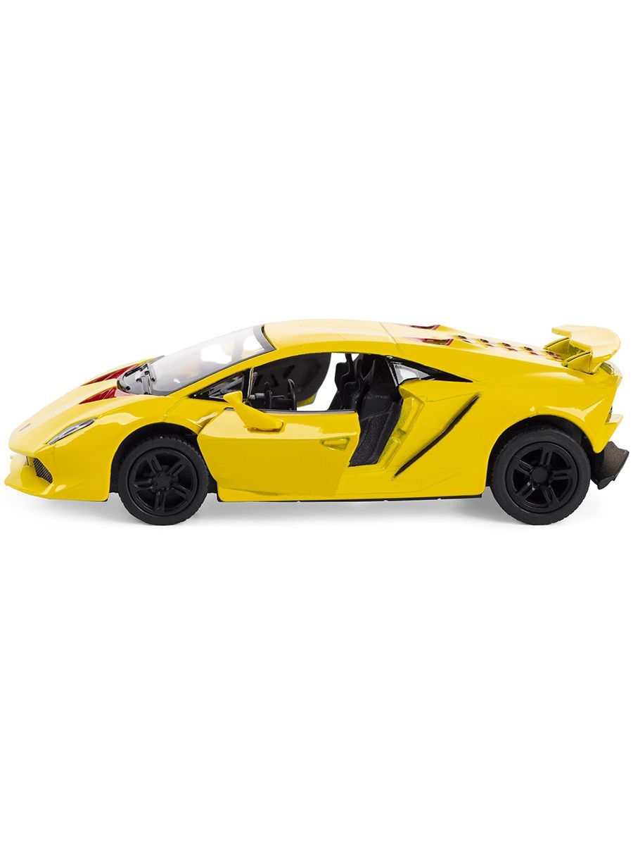 Машинка металлическая Kinsmart 1:38 «Lamborghini Sesto Elemento» KT5359D инерционная / Желтый