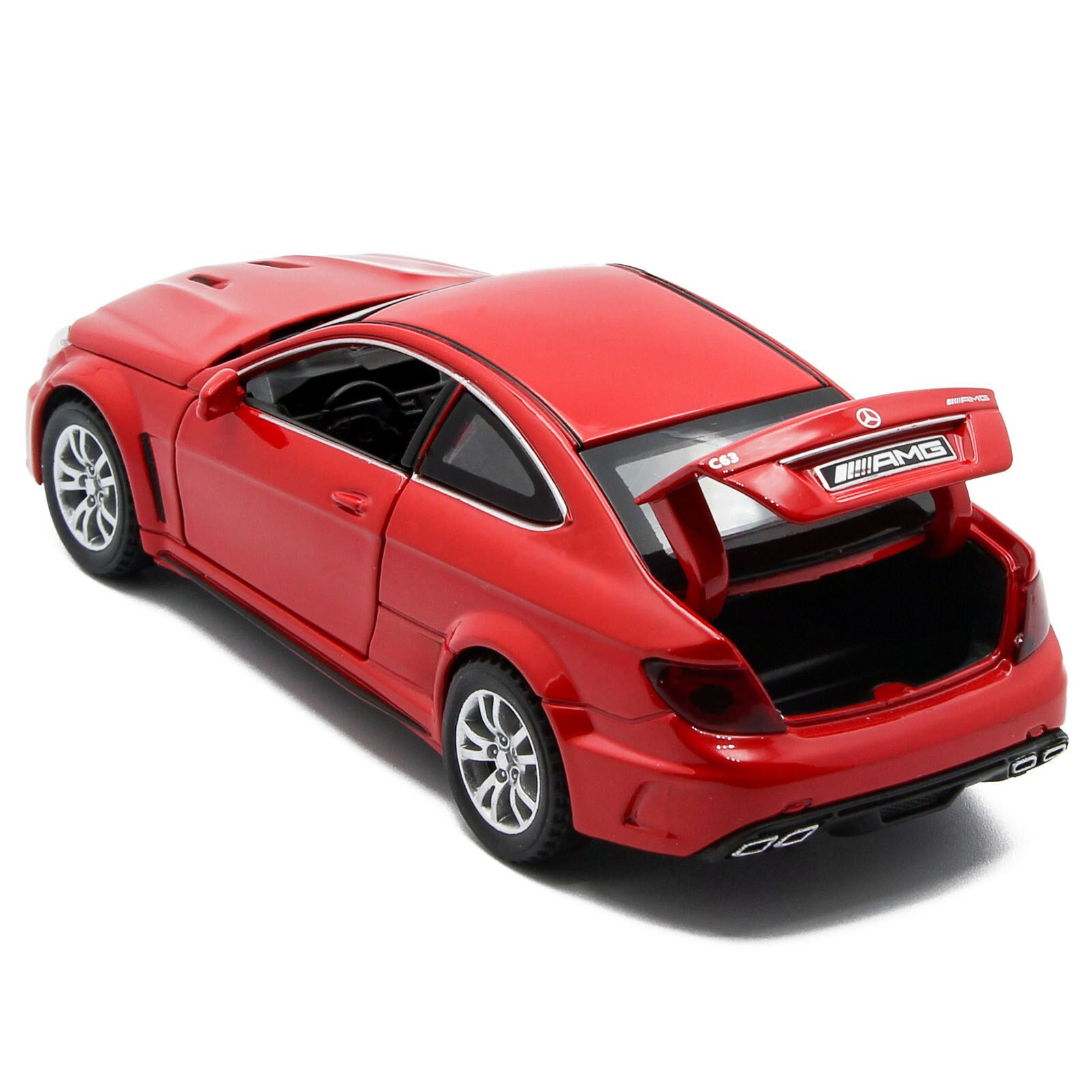 Металлическая машинка Die Cast  1:32 «Mercedes-Benz C63 AMG Coupe Black Series» 15 см., А32251, свет, звук, инерционная / Красный