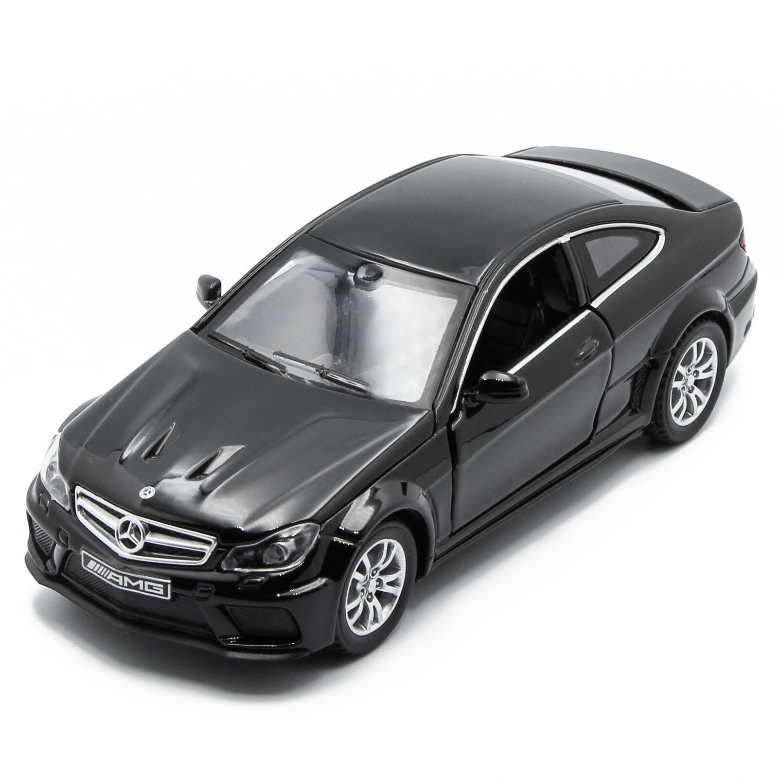 Металлическая машинка Die Cast  1:32 «Mercedes-Benz C63 AMG Coupe Black Series» 15 см., А32251, свет, звук, инерционная / Черный