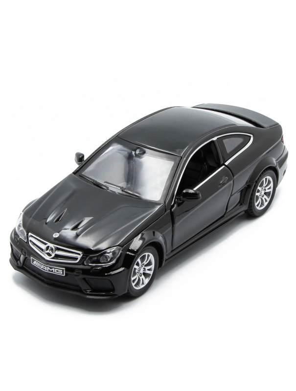 Металлическая машинка Die Cast  1:32 «Mercedes-Benz C63 AMG Coupe Black Series» 15 см., А32251, свет, звук, инерционная / Черный