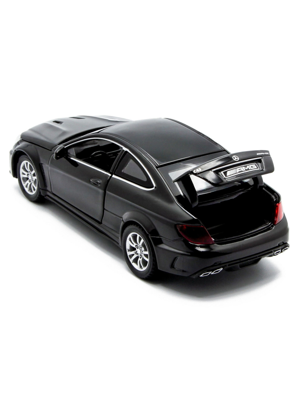 Металлическая машинка Die Cast  1:32 «Mercedes-Benz C63 AMG Coupe Black Series» 15 см., А32251, свет, звук, инерционная / Черный