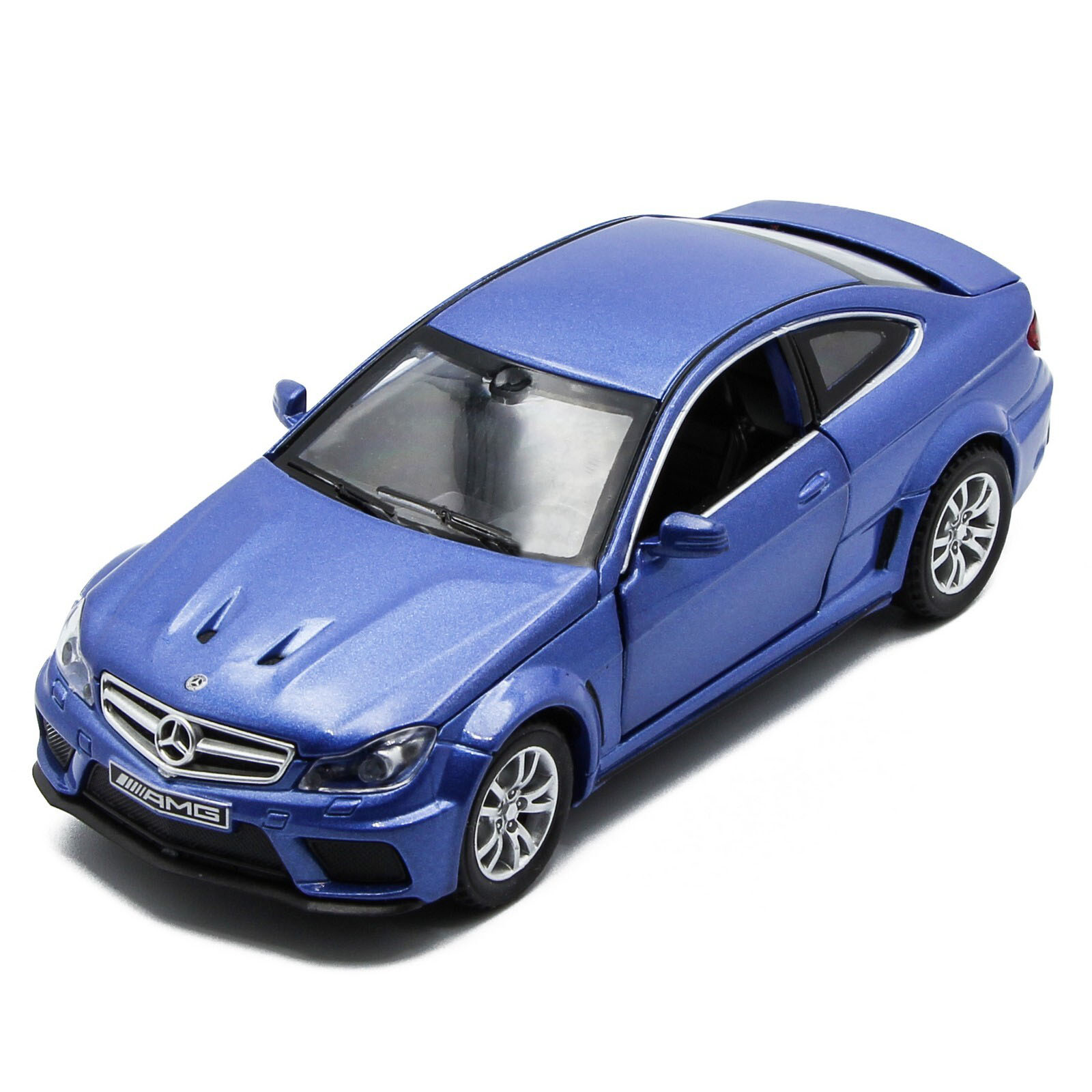 Металлическая машинка Die Cast  1:32 «Mercedes-Benz C63 AMG Coupe Black Series» 15 см., А32251, свет, звук, инерционная / Синий