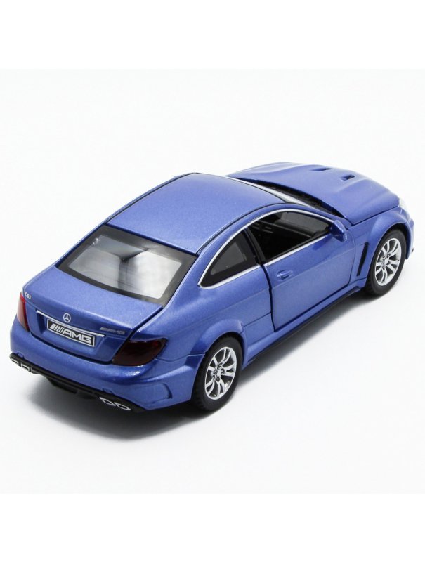 Металлическая машинка Die Cast  1:32 «Mercedes-Benz C63 AMG Coupe Black Series» 15 см., А32251, свет, звук, инерционная / Синий