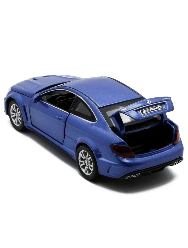 Металлическая машинка Die Cast  1:32 «Mercedes-Benz C63 AMG Coupe Black Series» 15 см., А32251, свет, звук, инерционная / Синий